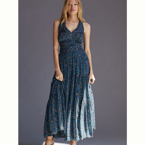 Anthropologie Dresses & Skirts - Anthropologie Blue Floral Maxi Dress